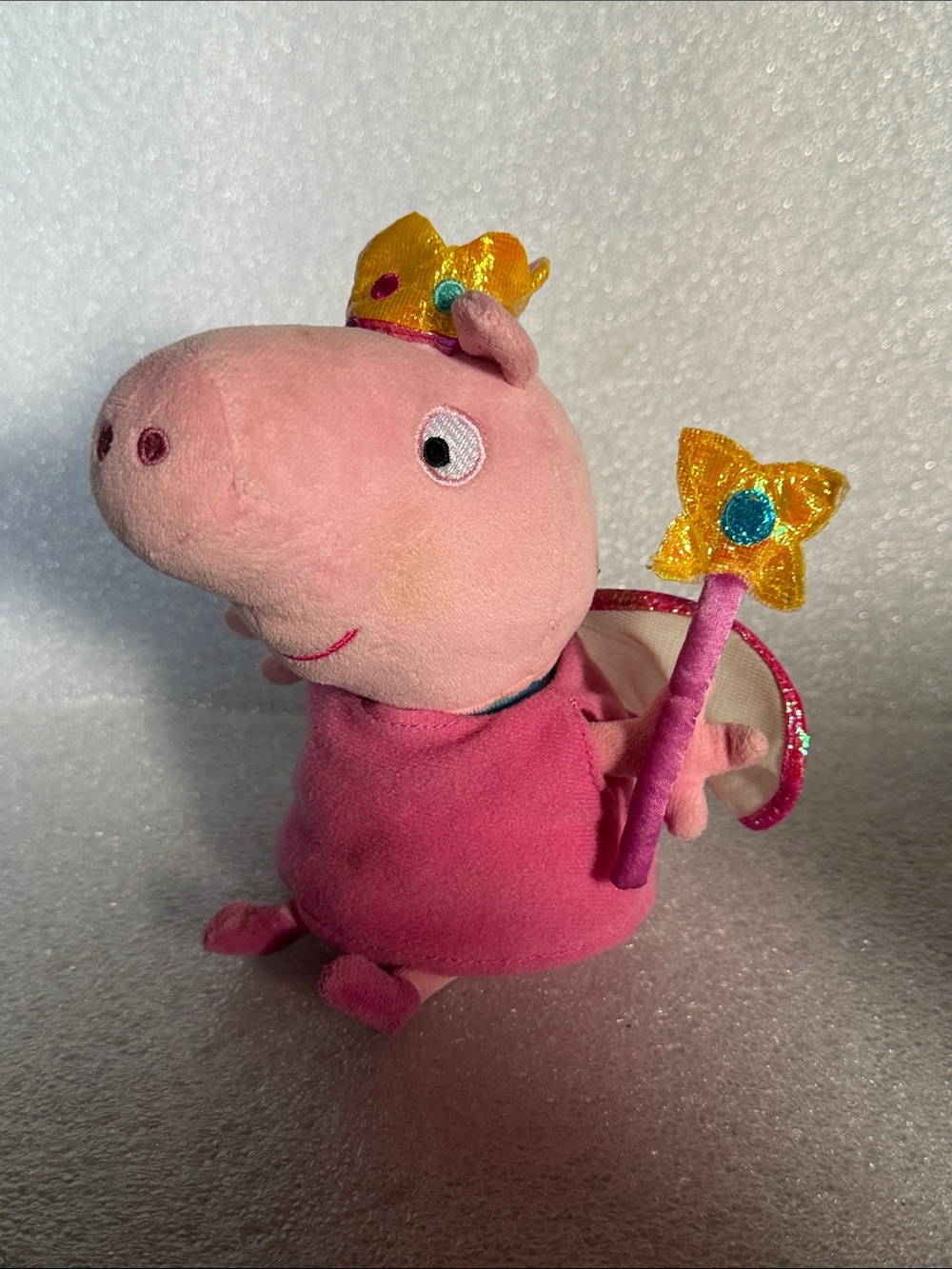 Pink Princess Peppa Pig Plush Toy with Crown and Wand